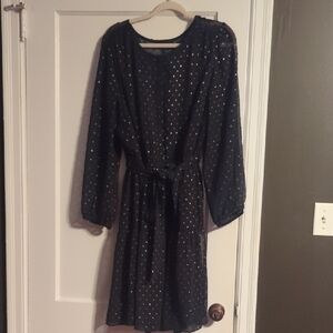 Lane Bryant Black Midi Dress with Gold Dots